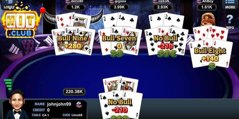 Cách chơi bài bull bull HitClub rất đơn giản