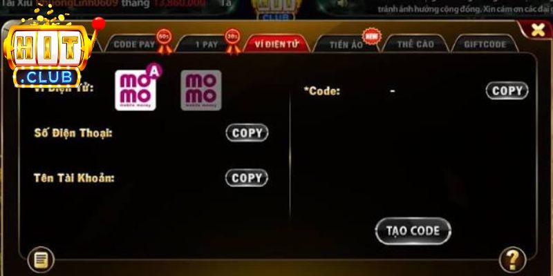 Nạp tiền Hitclub với đa dạng hình thức được cập nhật